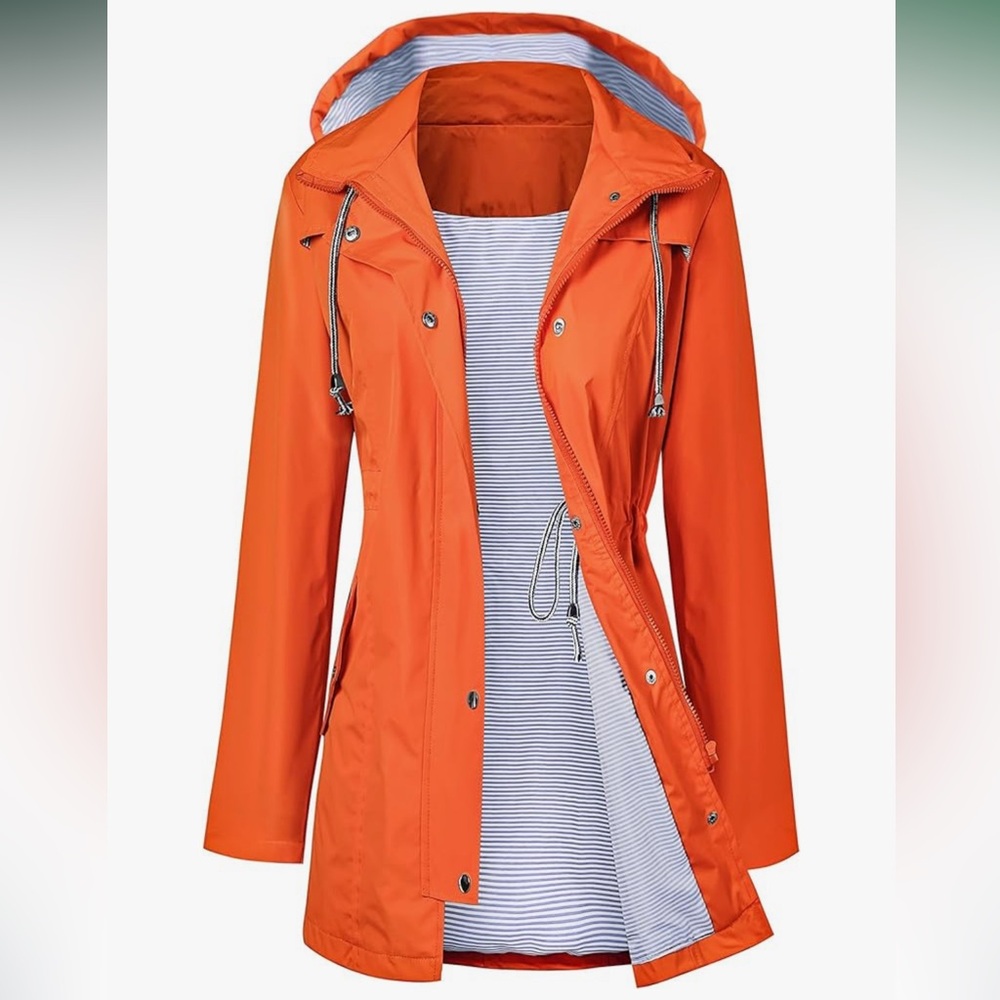 Vibrant Orange Rain Jacket for Women